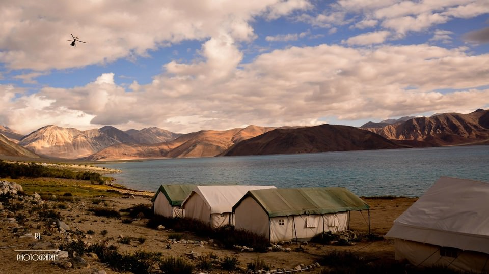 Camps at Pangong Lake